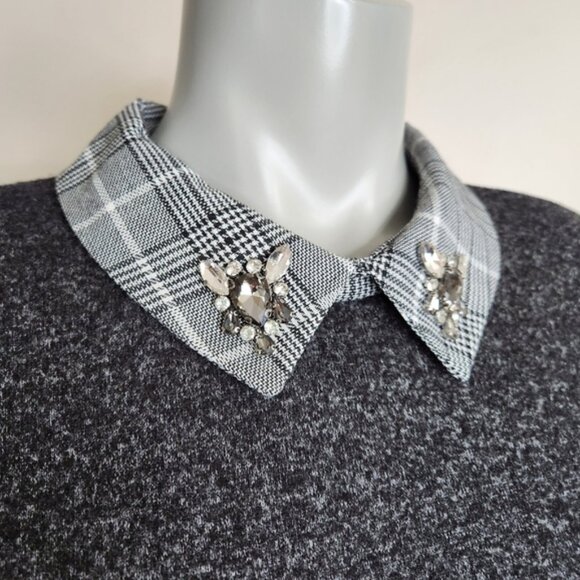 Faith and Joy Jeweled Collar Crewneck Sweater Blouse Top Size S NWOT - Picture 4 of 11